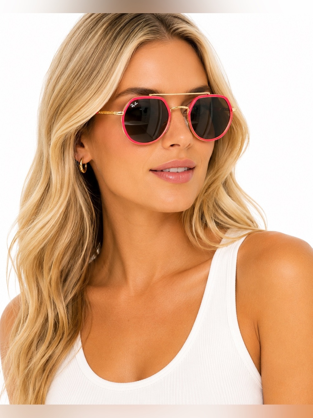 NEW Ray-Ban Marshall II 53-22-145 Women's Frame Pink Lens Round Sunglasses